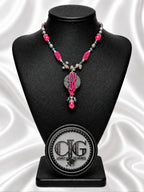Wine Red Wire Wrap & Lava Rock Necklace