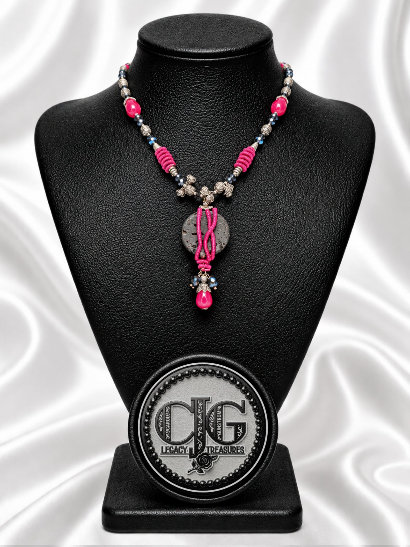 Wine Red Wire Wrap & Lava Rock Necklace