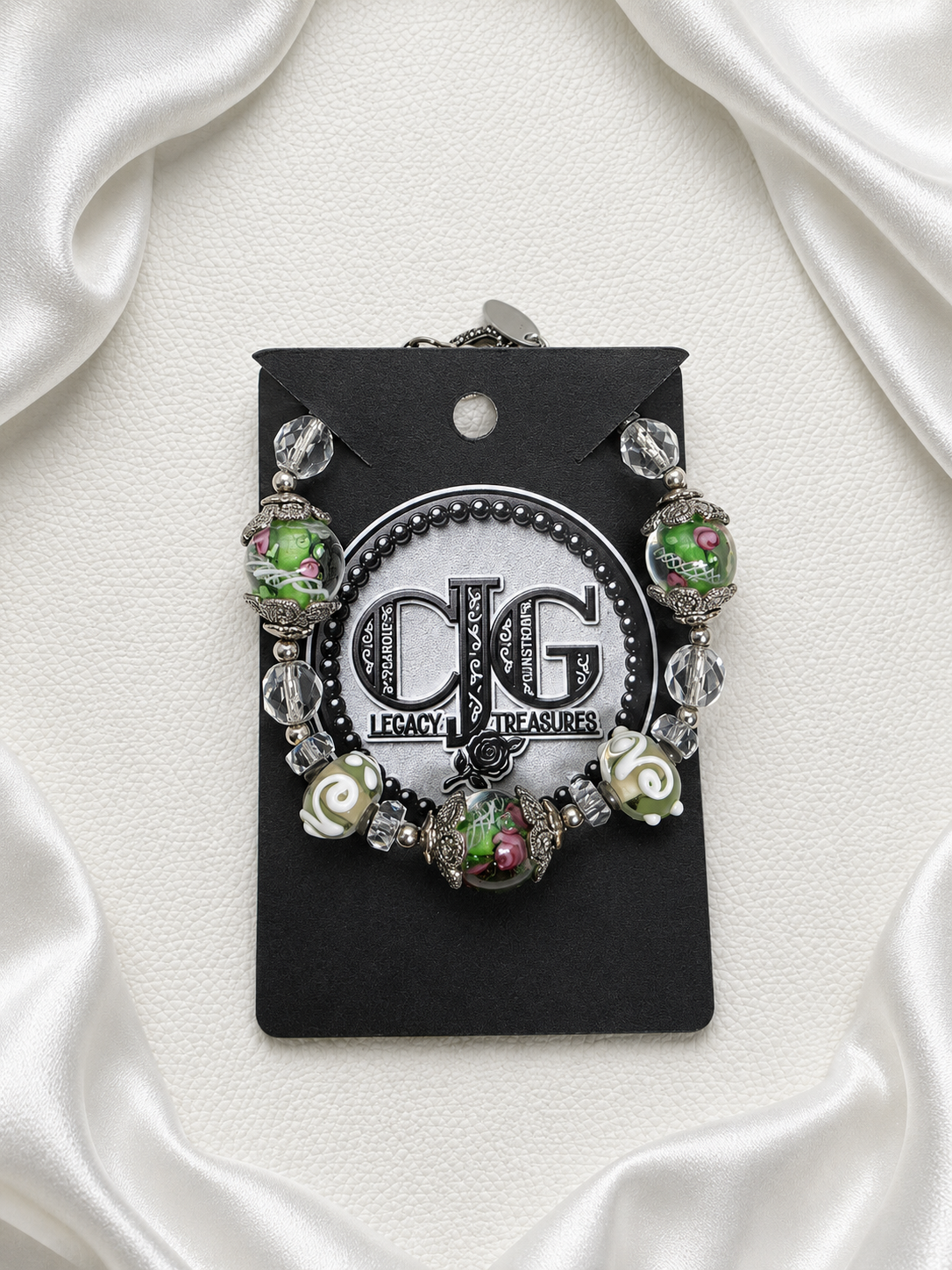 Garden Rose Lampwork Bracelet