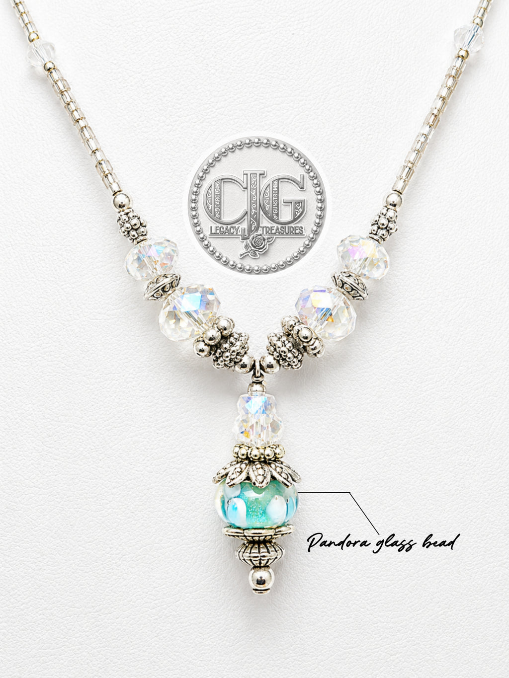 Aqua Mist Pandora Drop Necklace