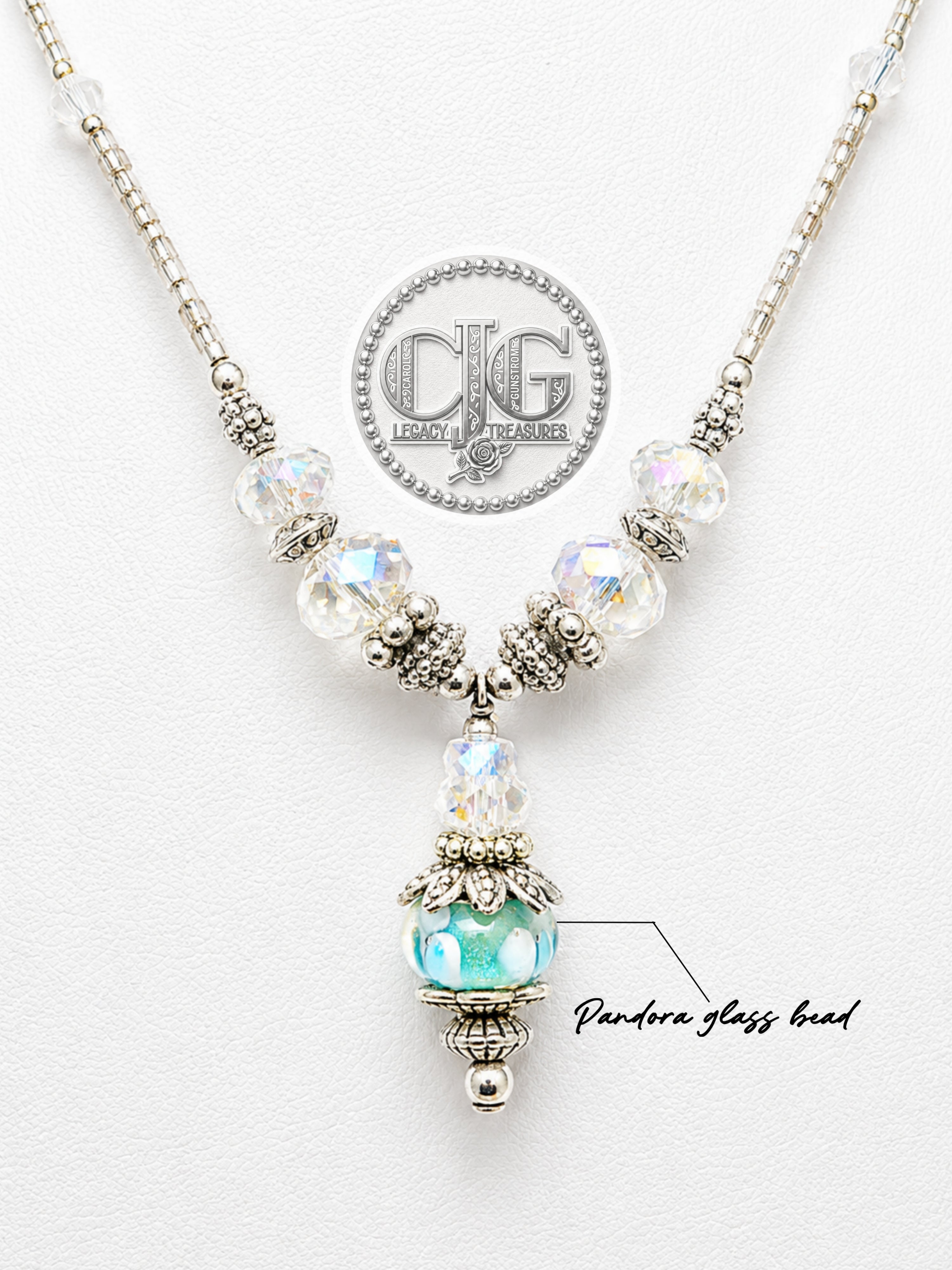 Aqua Mist Pandora Drop Necklace