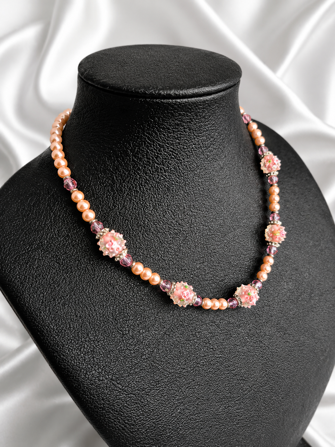 Rose Garden Pearl & Lampwork Necklace