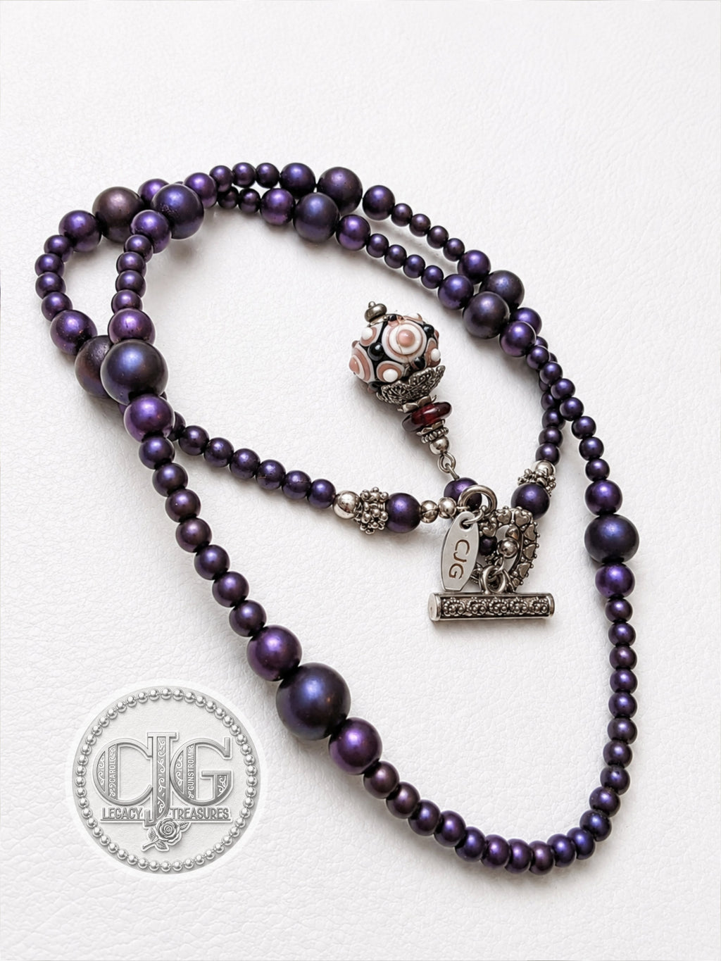 Violet Pearl & Lampwork Glass Necklace