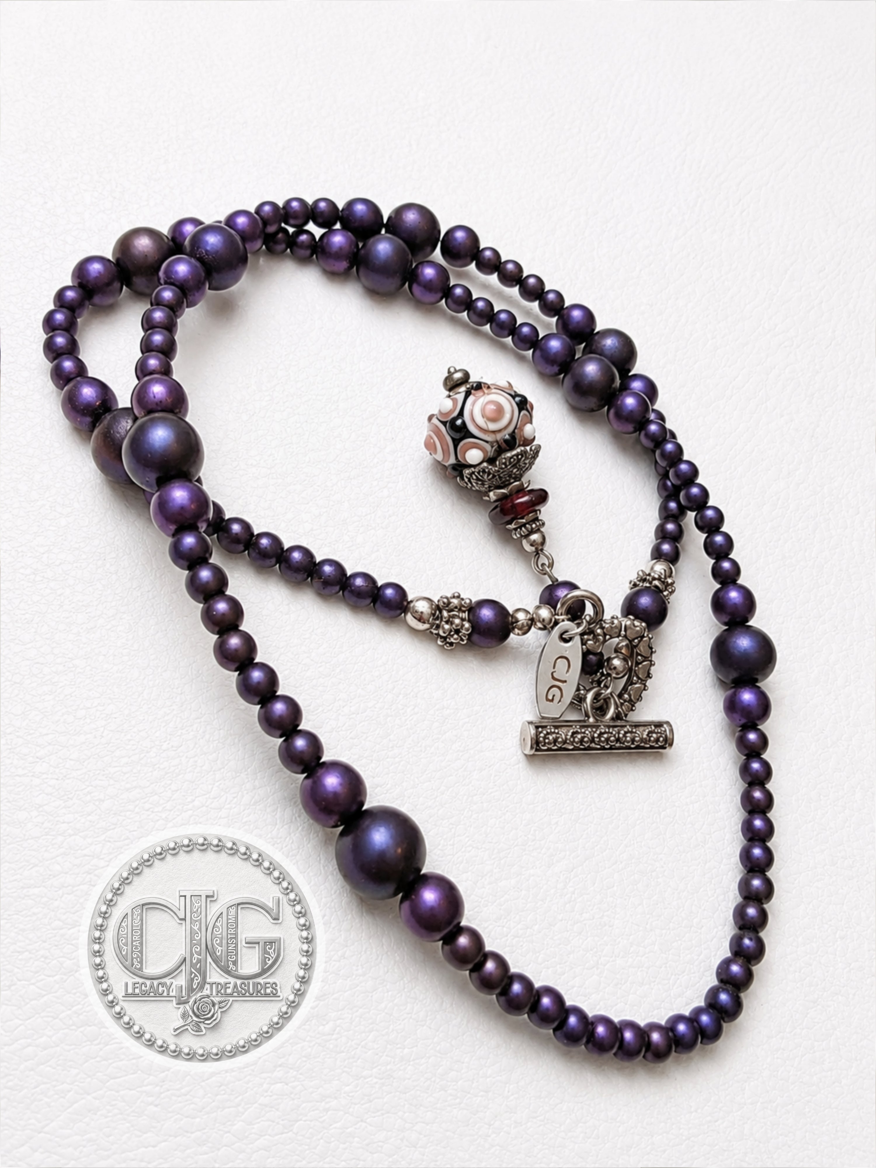 Violet Pearl & Lampwork Glass Necklace