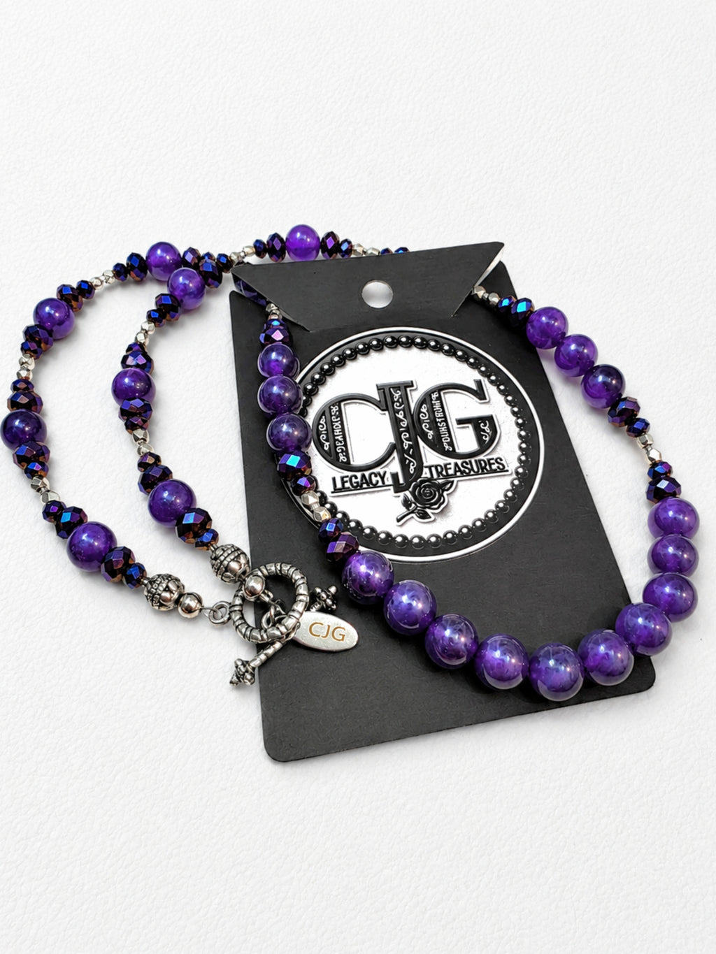 Amethyst & Iridescent Beaded Necklace