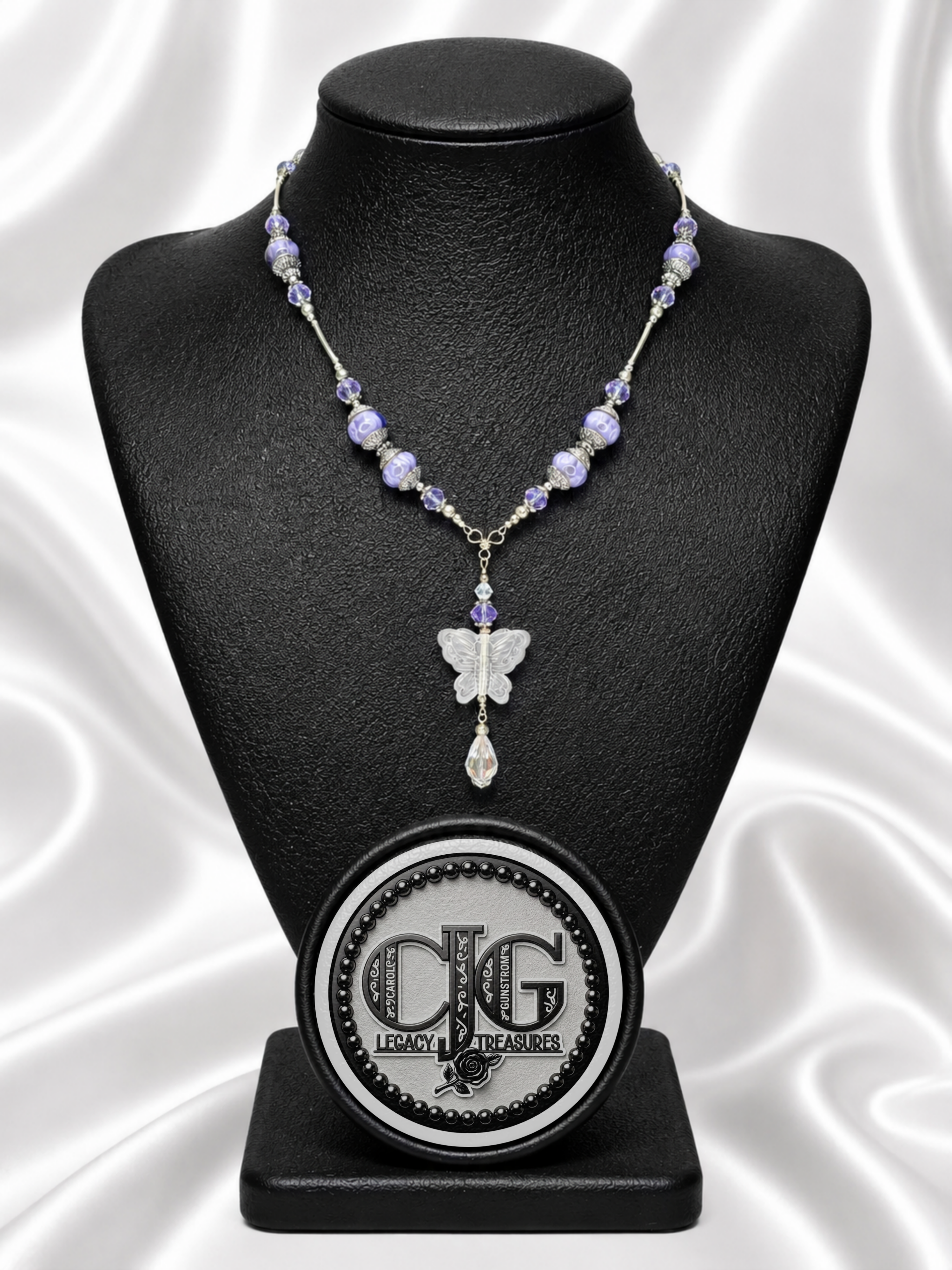 Lavender Pandora Butterfly Necklace