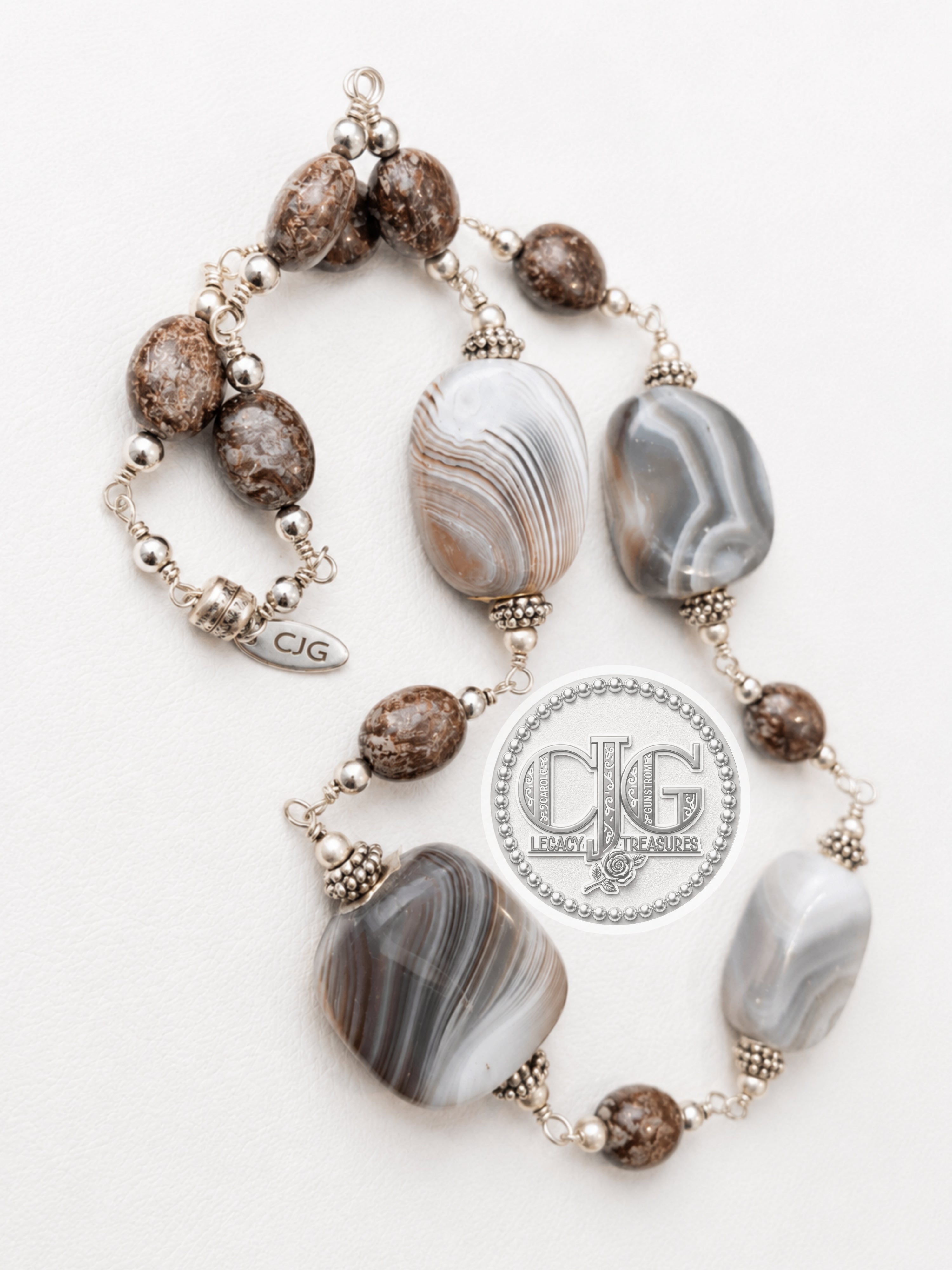 Grey & Brown Lace Agate Necklace