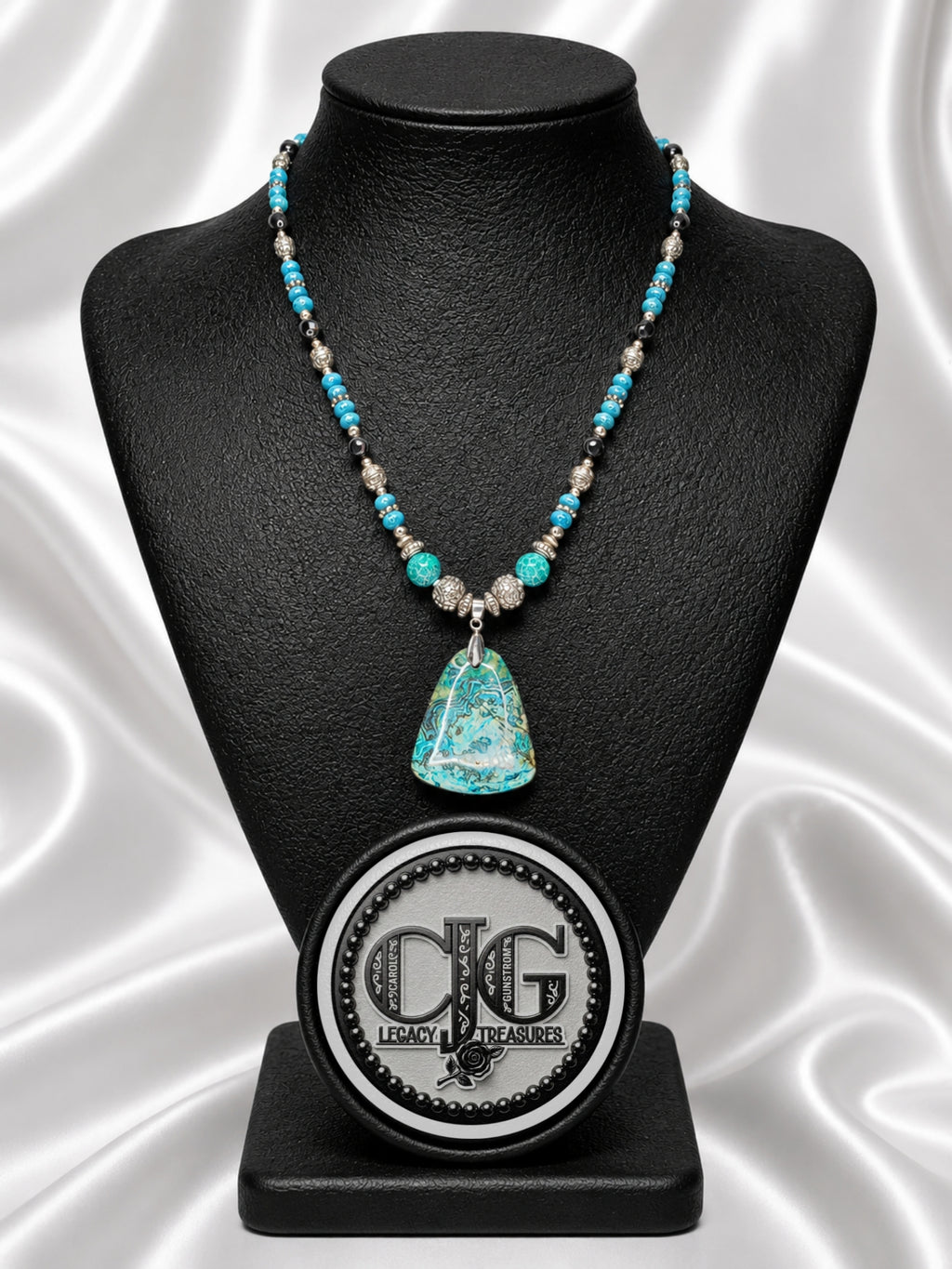 Blue-Green Chrysocolla Pendant Necklace
