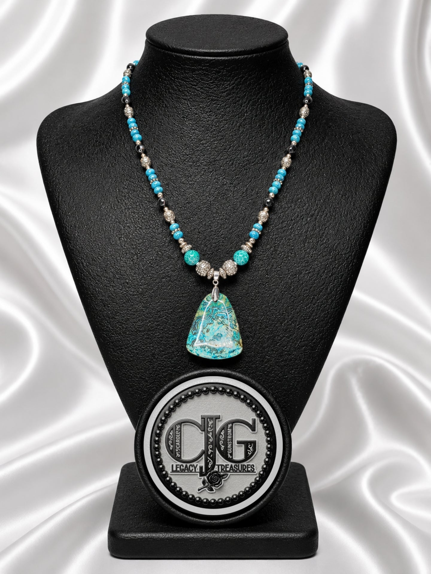 Blue-Green Chrysocolla Pendant Necklace