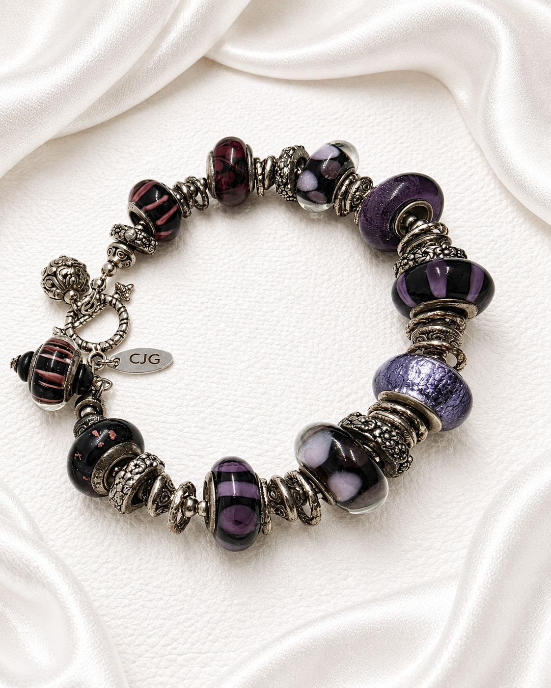 Midnight Plum Pandora Glass Bead Bracelet