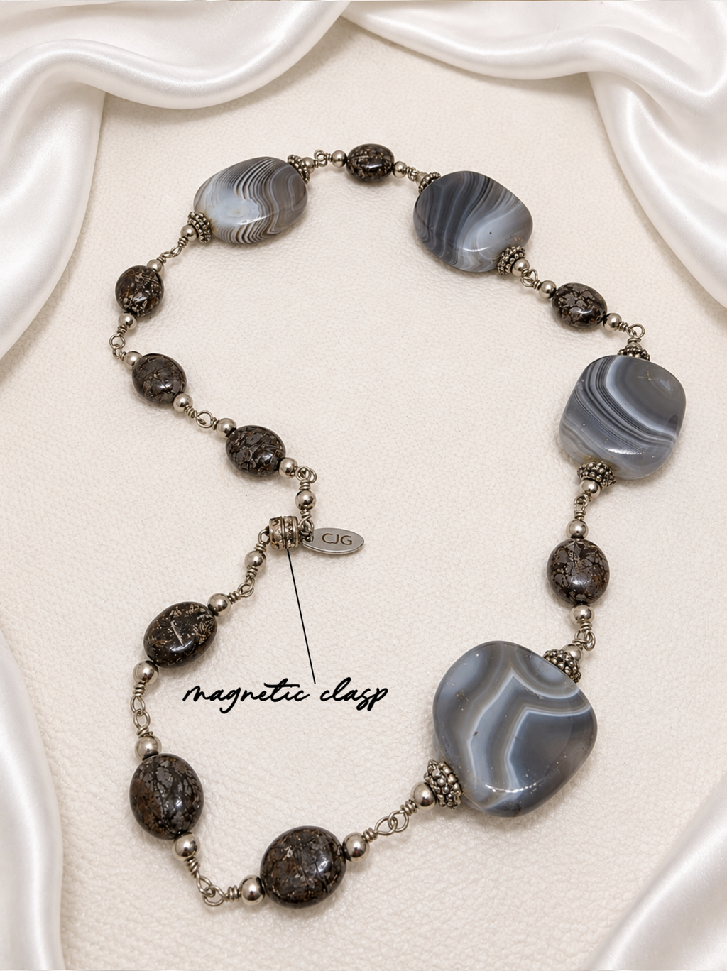 Grey-Brown Botswana Agate & Jasper Necklace