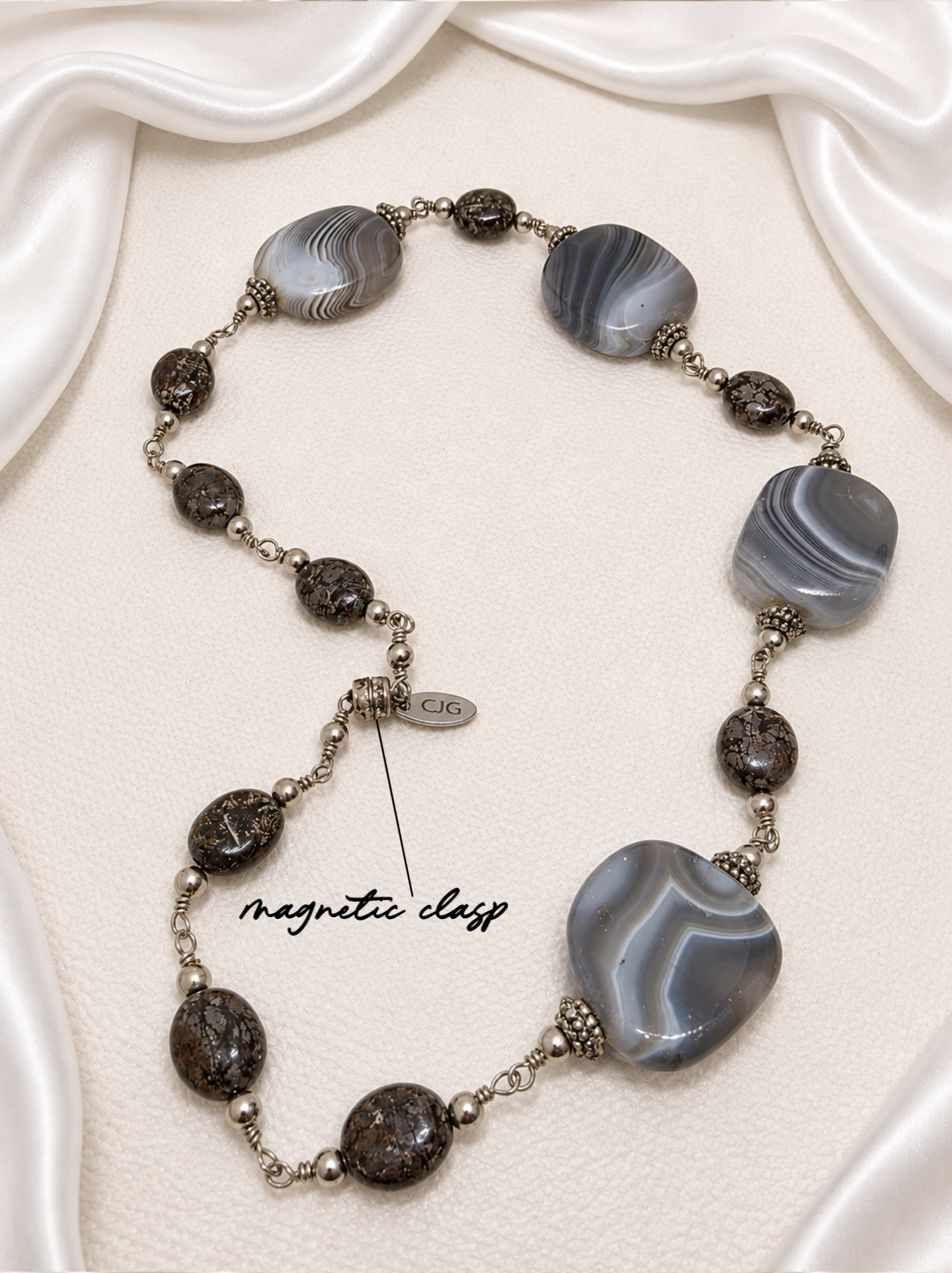 Grey-Brown Botswana Agate & Jasper Necklace