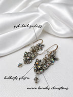 Iridescent Butterfly Crystal Cluster Earrings