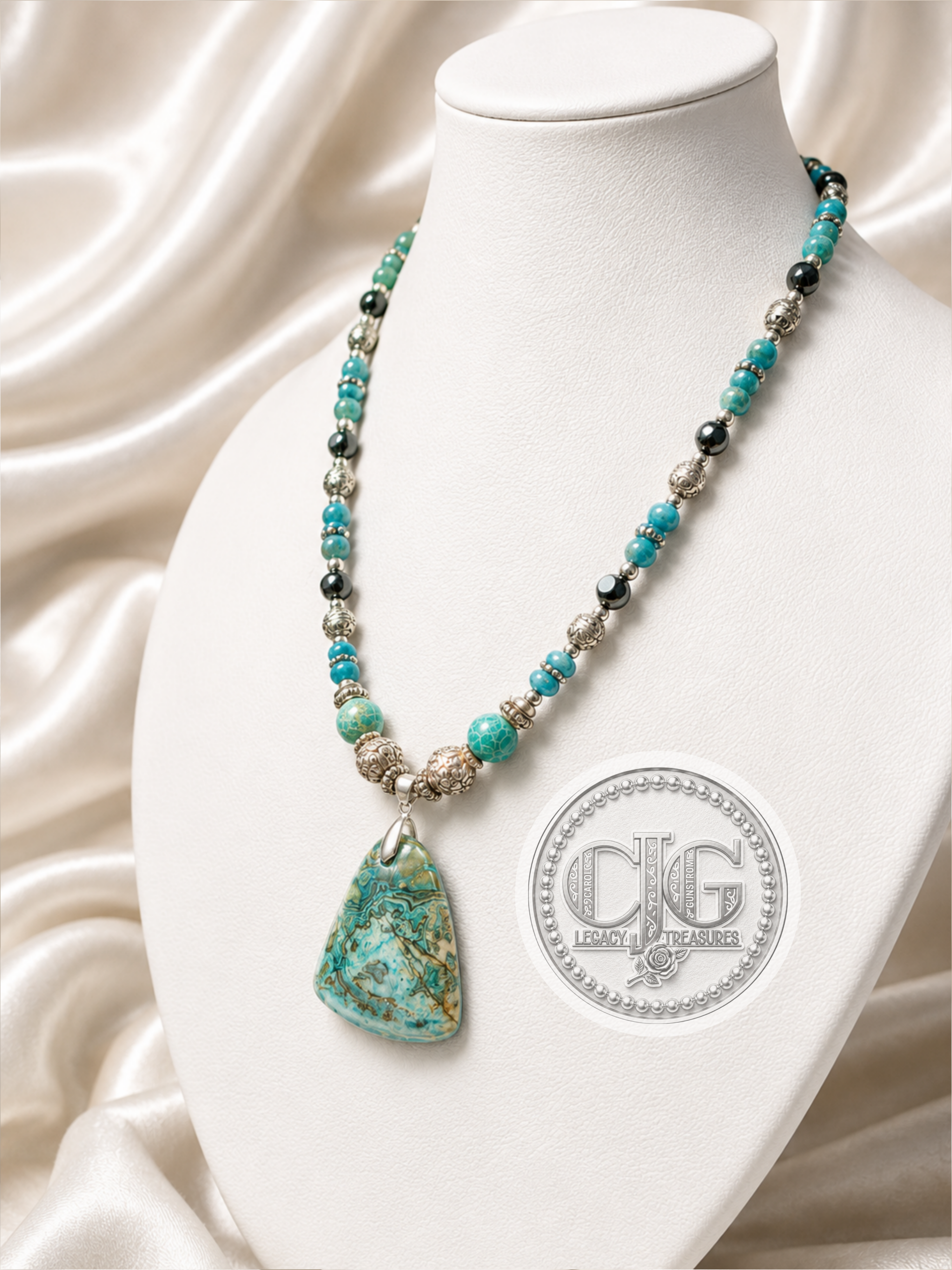 Turquoise Agate Stone Beaded Necklace
