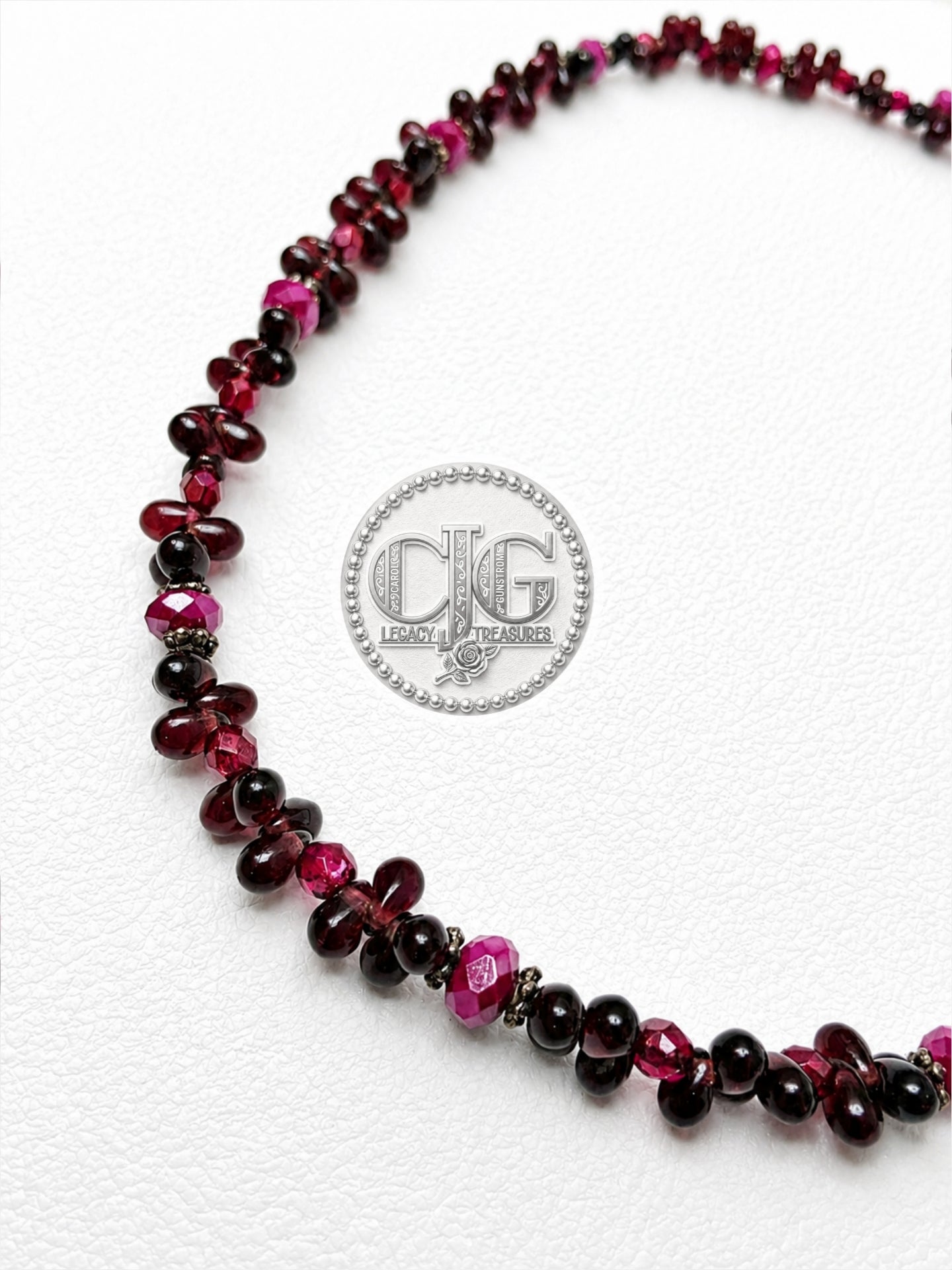 Garnet & Ruby Briolette Cluster Necklace