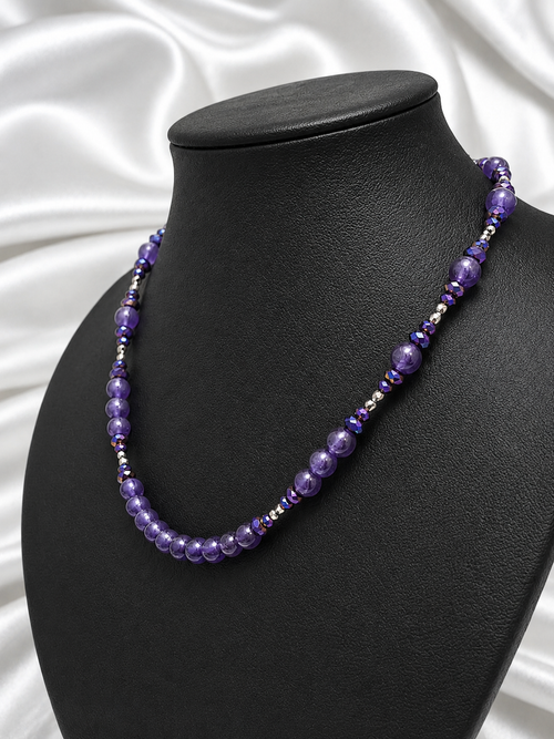 Amethyst & Iridescent Beaded Necklace