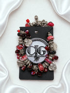 Crimson Trollbead & Crystal Charm Bracelet