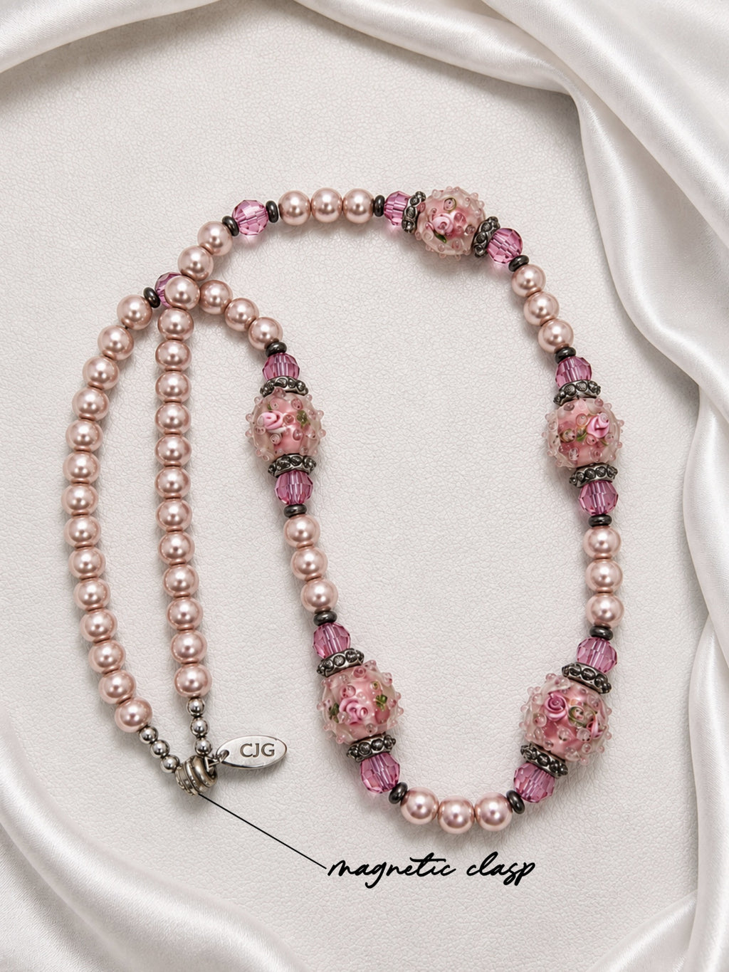 Rose Garden Pearl & Lampwork Necklace