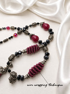 Wine Red Wire Wrap & Lava Rock Necklace