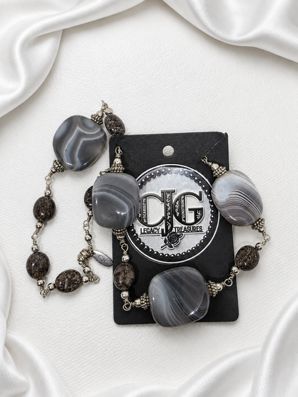 Grey-Brown Botswana Agate & Jasper Necklace