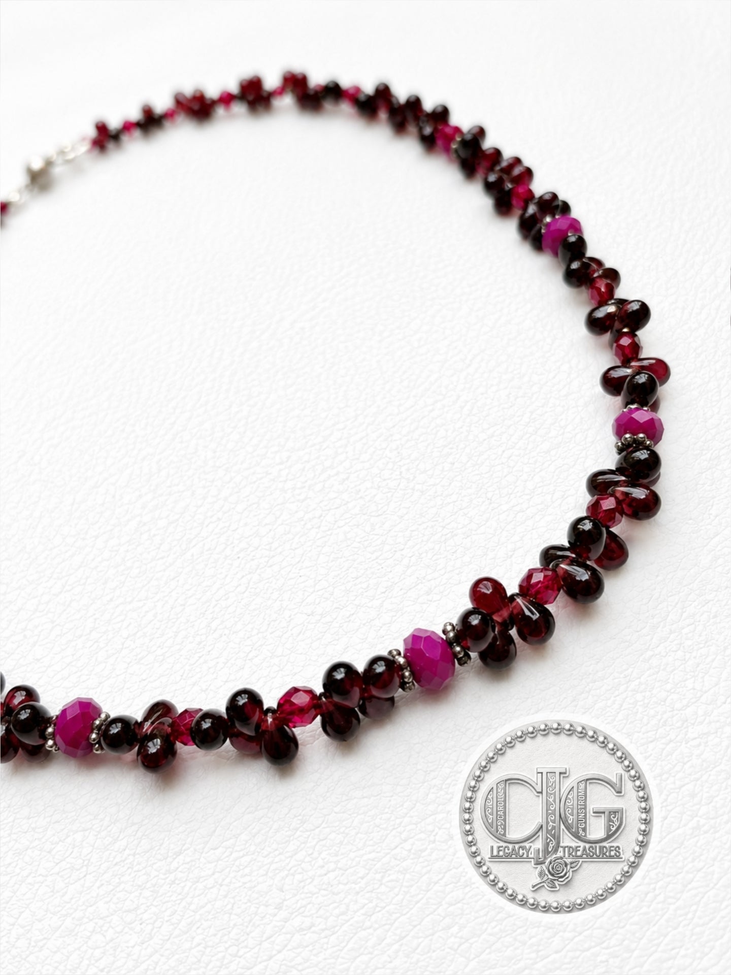Garnet & Ruby Briolette Cluster Necklace