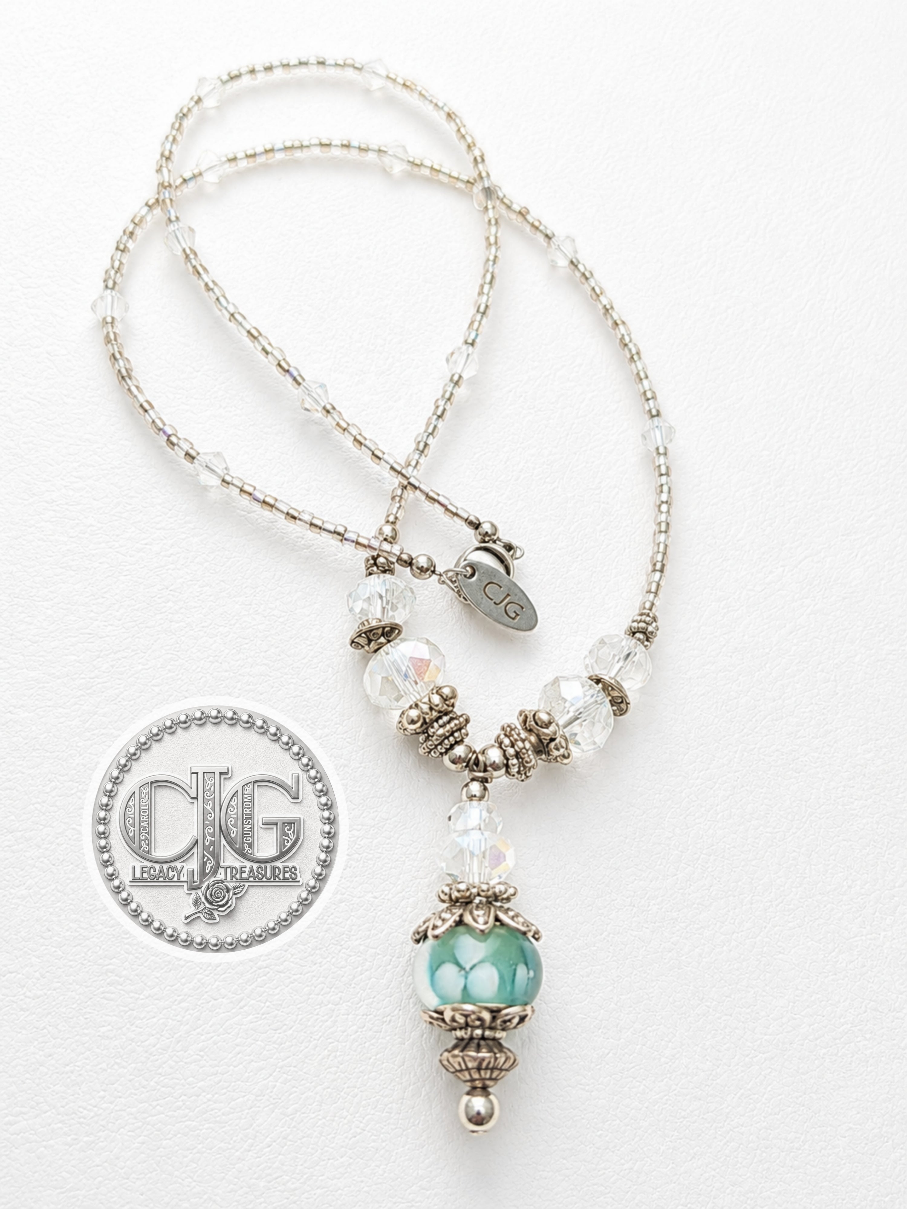 Aqua Mist Pandora Drop Necklace