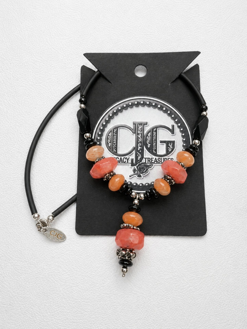 Coral Chalcedony Drop Necklace