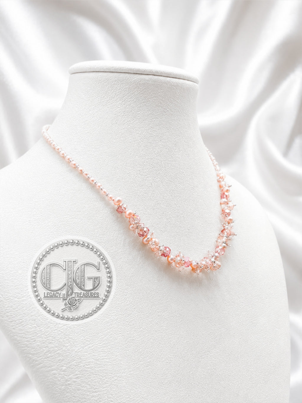 Blush Pearl & Crystal Cluster Necklace