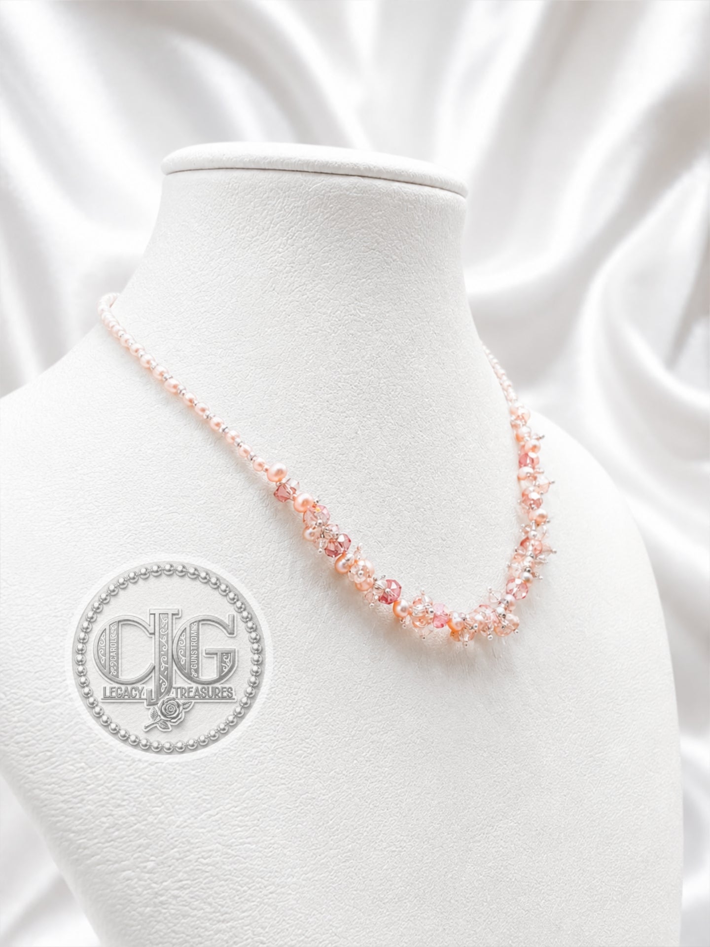 Blush Pearl & Crystal Cluster Necklace