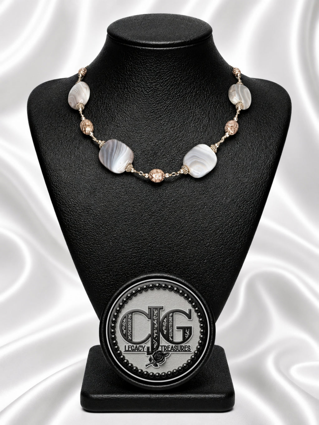 Grey-Brown Botswana Agate & Jasper Necklace