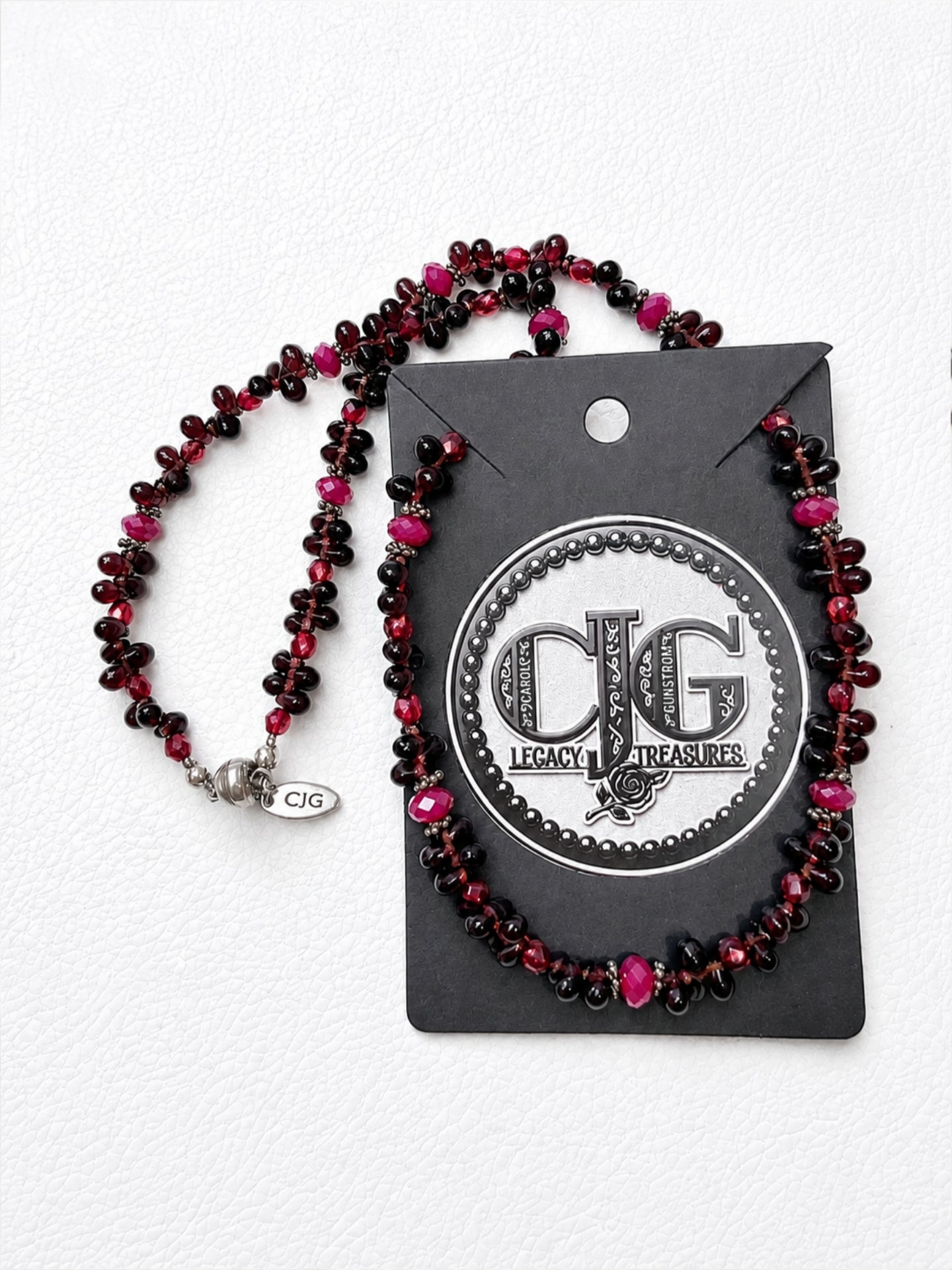 Garnet & Ruby Briolette Cluster Necklace