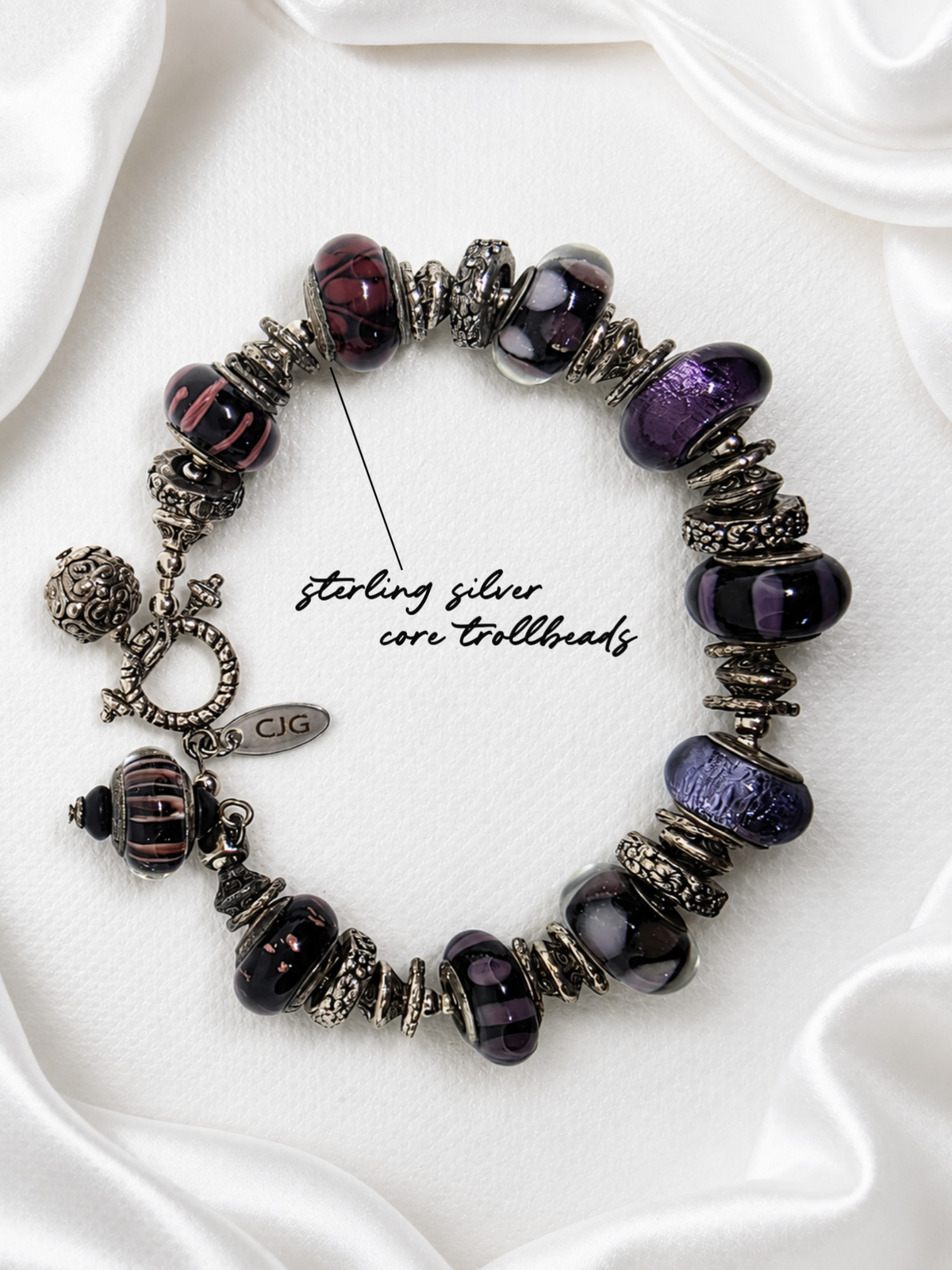Midnight Plum Pandora Glass Bead Bracelet