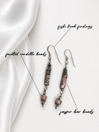 Red-Black Jasper & Crystal Drop Earrings