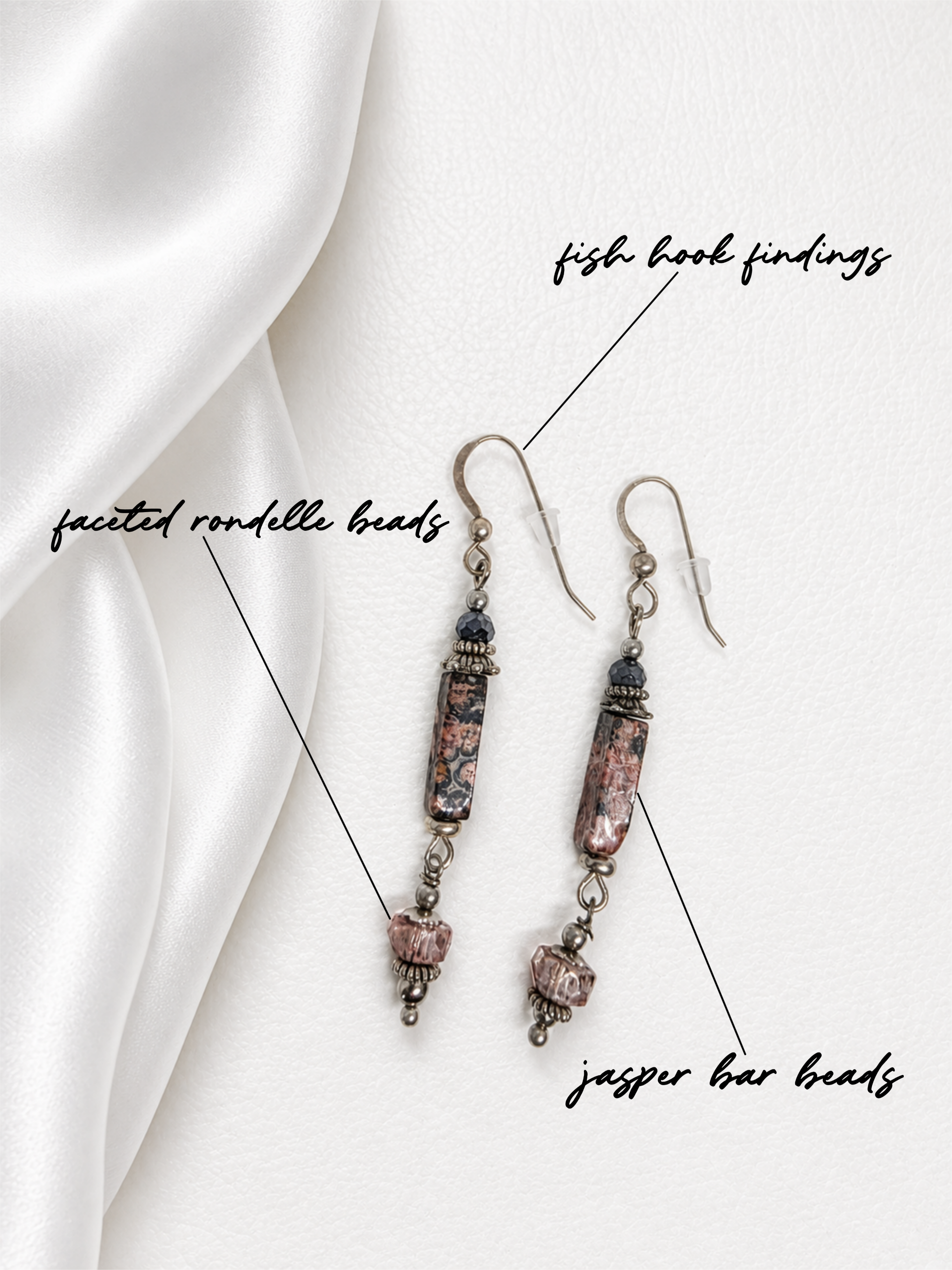 Red-Black Jasper & Crystal Drop Earrings