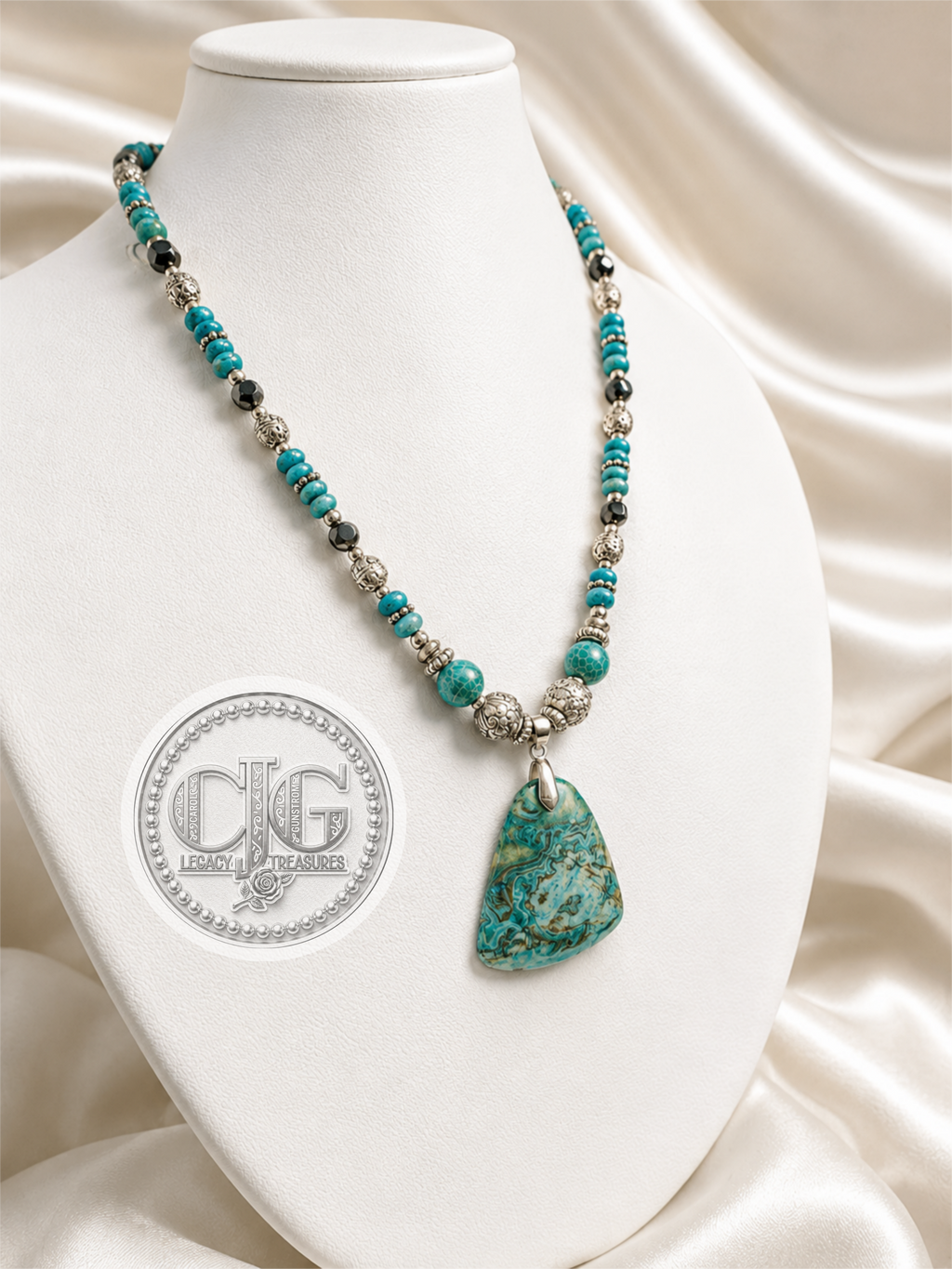 Turquoise Agate Stone Beaded Necklace