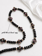 Black-Pink Crystal & Floral Necklace