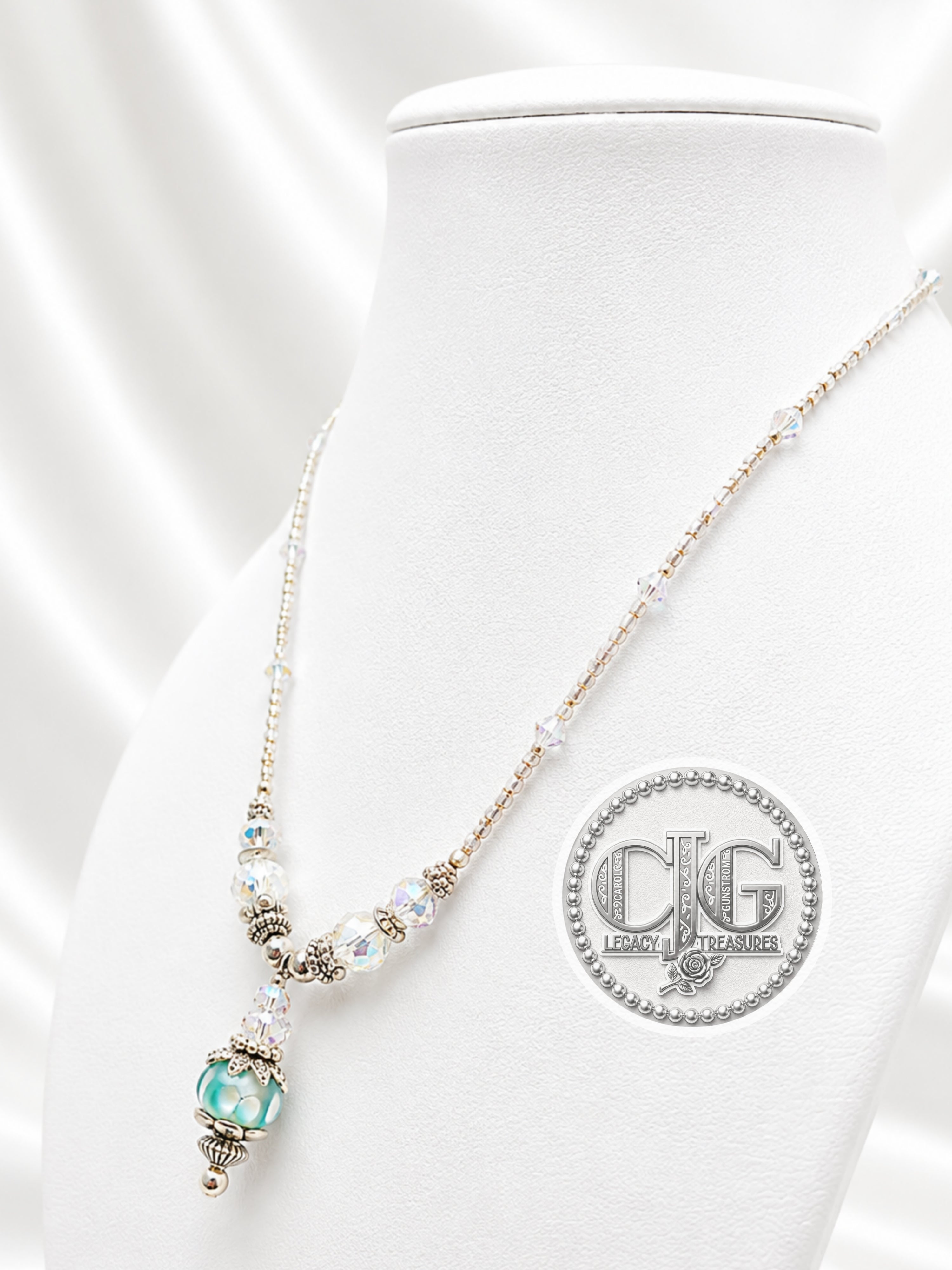 Aqua Mist Pandora Drop Necklace