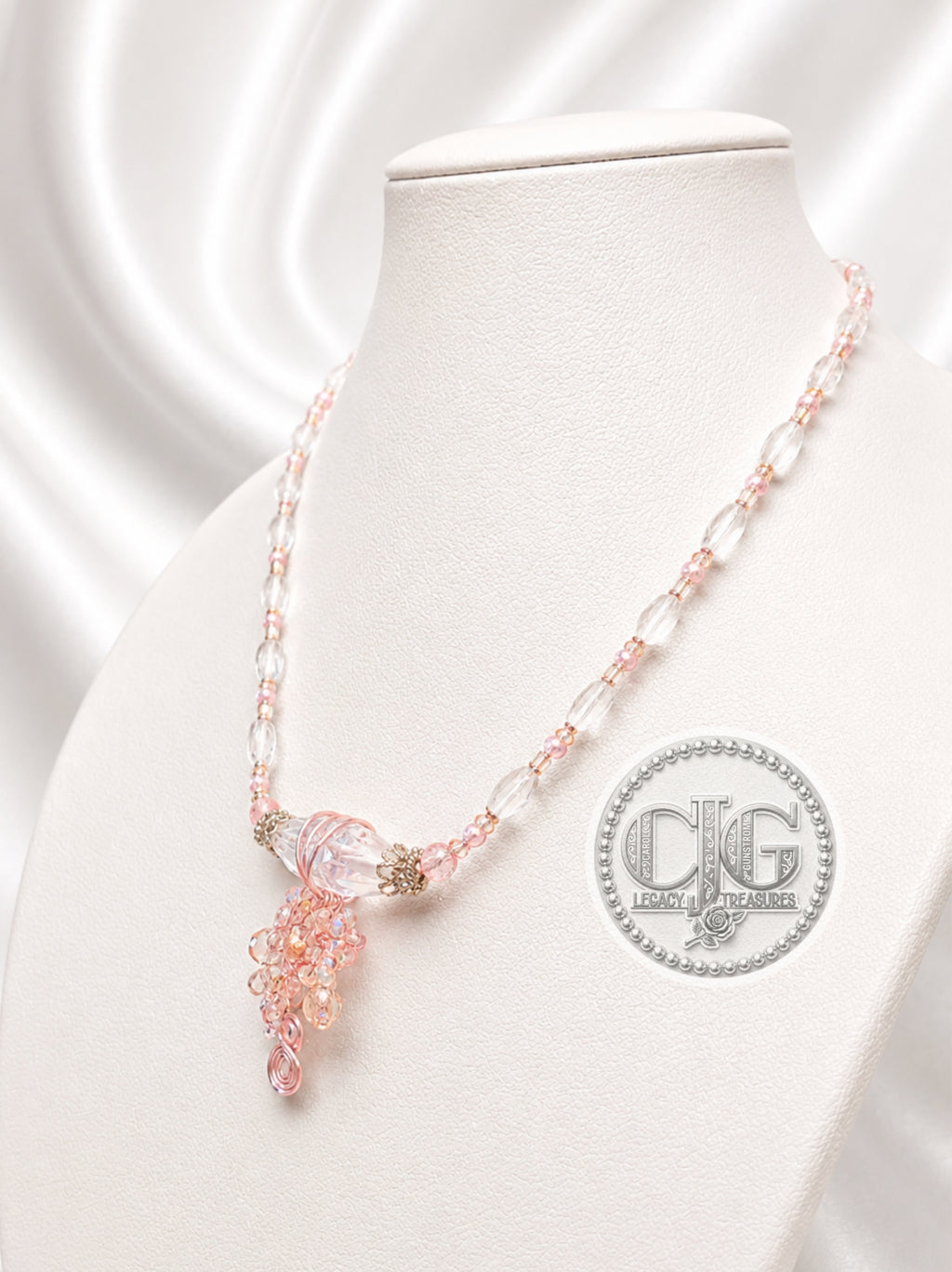 Rose Quartz Crystal Cascade Necklace