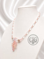 Rose Quartz Crystal Cascade Necklace