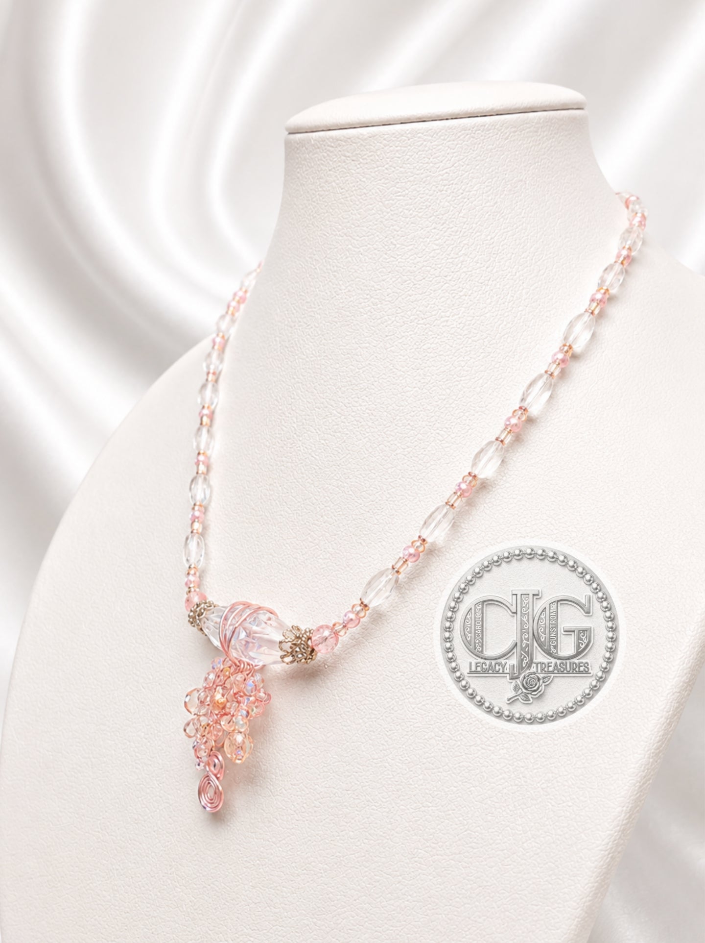 Rose Quartz Crystal Cascade Necklace