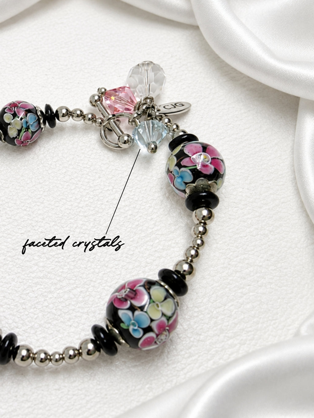 Midnight Floral Lampwork Bracelet