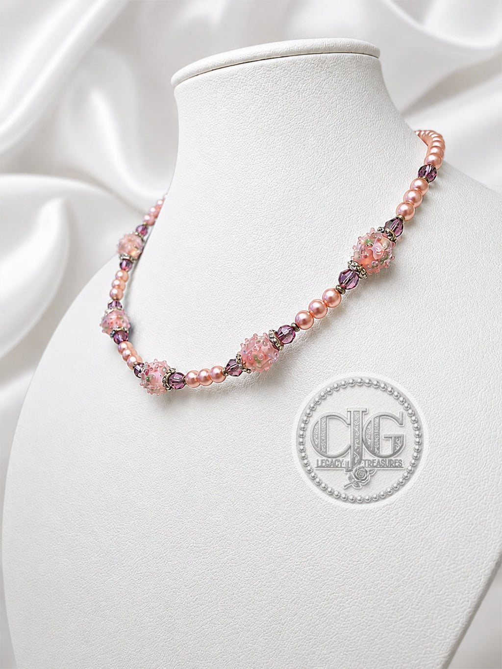 Rose Garden Pearl & Lampwork Necklace