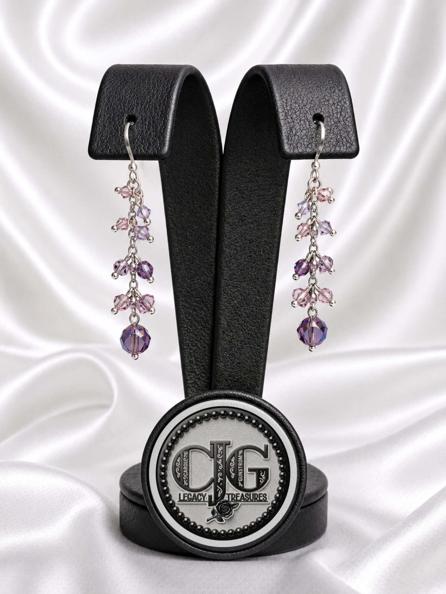 Purple Crystal Cascade Earrings