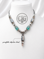 Snowflake Obsidian Barrel Pendant Necklace