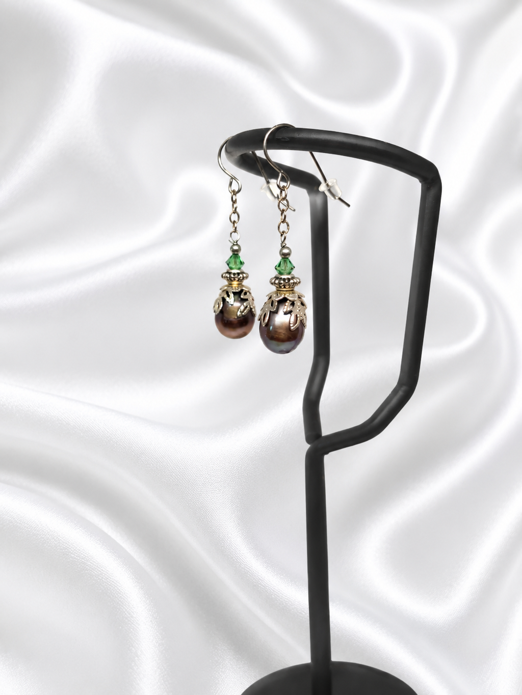 Tahitian-Style Pearl & Crystal Earrings