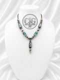 Snowflake Obsidian Barrel Pendant Necklace