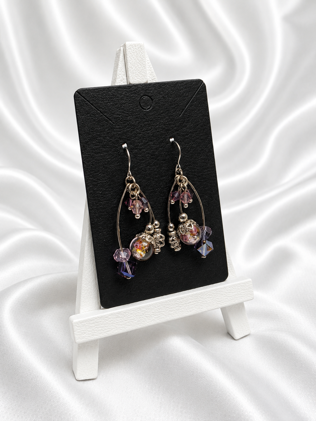 Lavender Crystal Floral Chandelier Earrings
