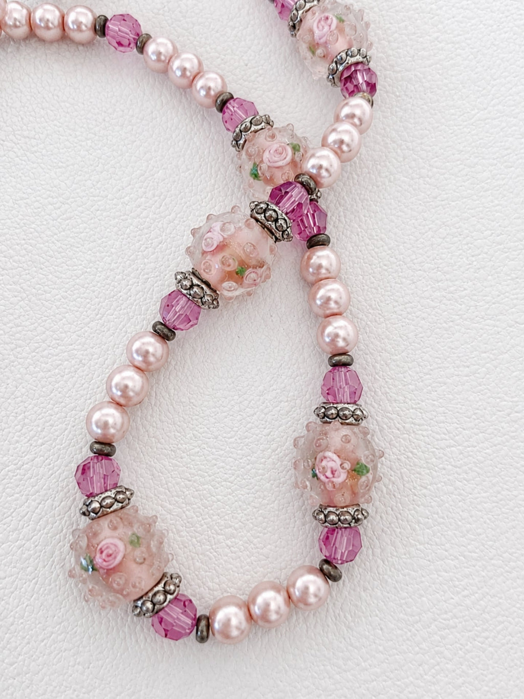 Rose Garden Pearl & Lampwork Necklace