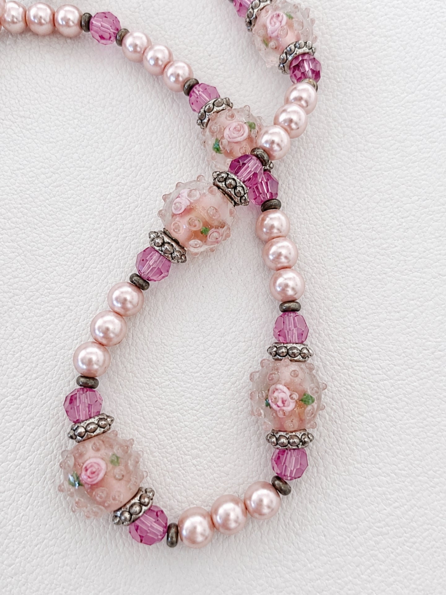 Rose Garden Pearl & Lampwork Necklace