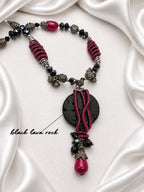 Wine Red Wire Wrap & Lava Rock Necklace
